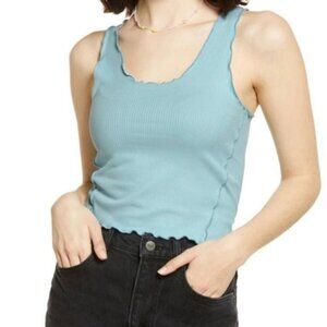 NWT bp Lettuce Edge Scoop Neck Tank Top in Blue Glaze - Size: 1X